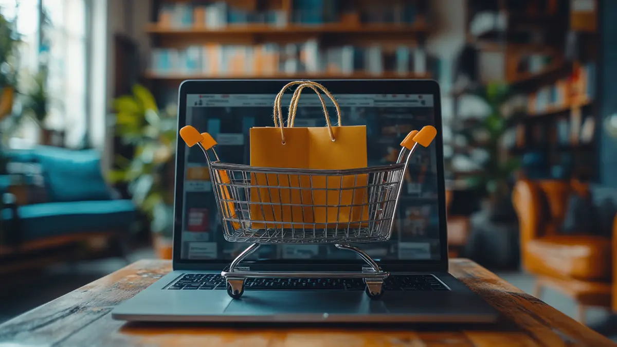 Dashboard de loja virtual mostrando chatbot de vendas atendendo clientes, automação de pedidos, análise preditiva e integrações com marketplaces