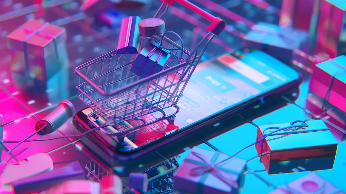 Loja virtual Tray mostrando chatbot IA atendendo clientes, automação de estoque e análise preditiva em ação